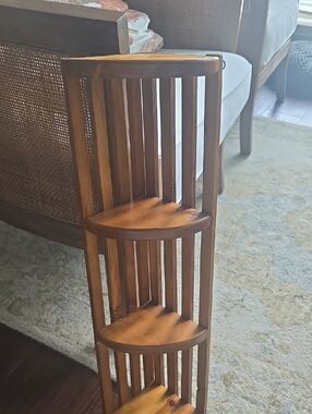 Wooden Corner Shelf - Three-Tier Brown Accent